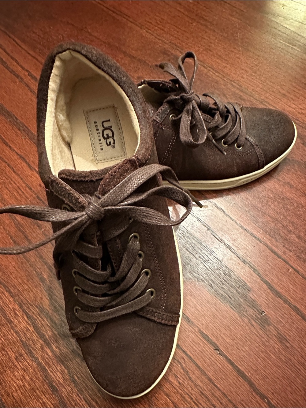UGG Women's Chocolate Brown Suede Lace-Up Sneakers